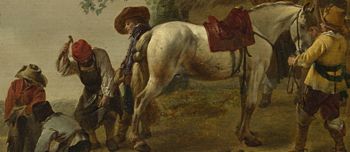 painting of farrier shoeing horse